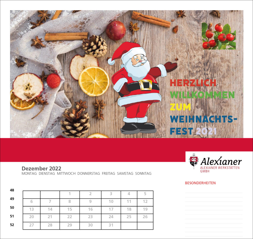 Zois Kalenderblatt Dezember: "Herzlich willkommen zum Weihnachtsfest 2021"