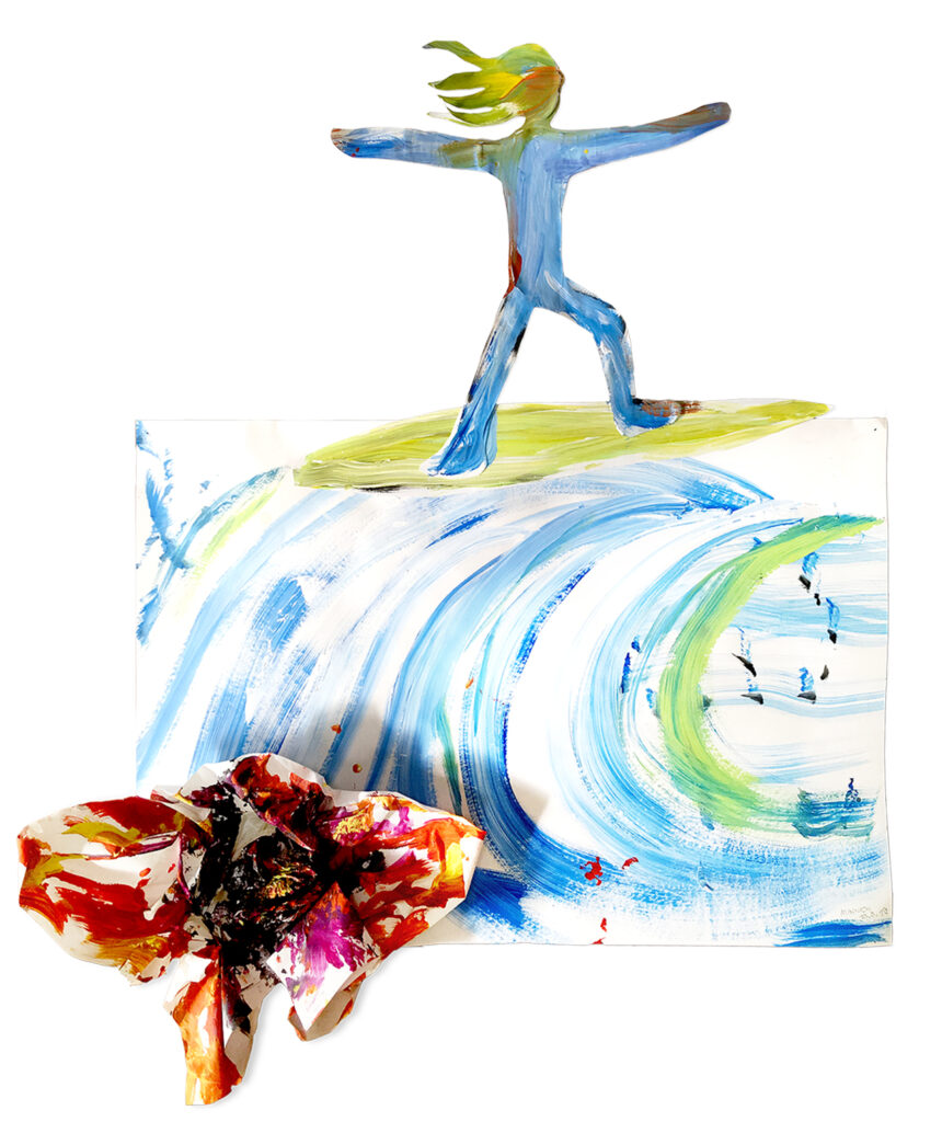 Barbara Minnich | »Surfen lernen« | Collage, Acryl auf Papier | Anfang März 2019