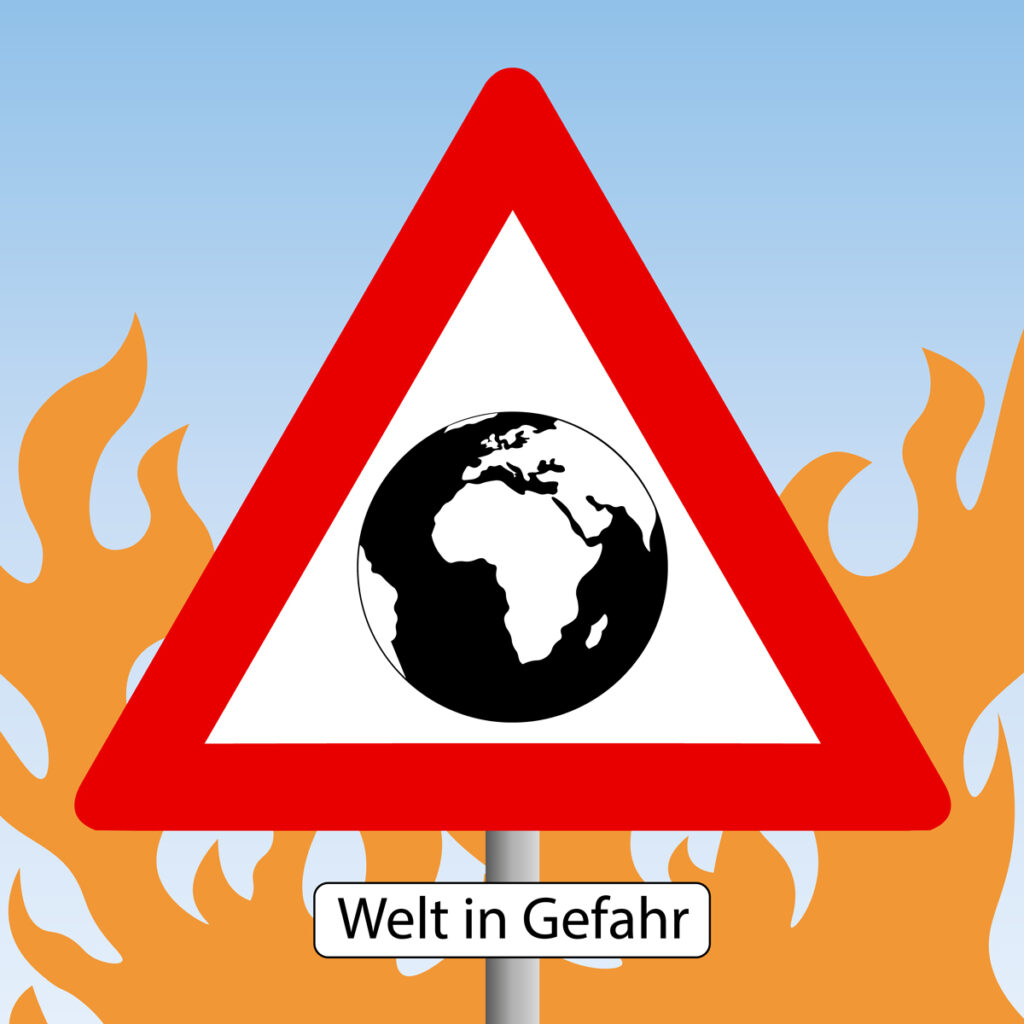 Grafik "Welt in Gefahr" zum Beitrag "Weltenbrand?" von Werner Otto von Boehlen-Schneider