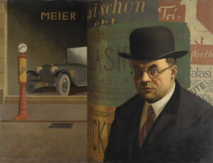 Georg Scholz: Selbstbildnis vor der Litfaßsäule, 1926 © Staatliche Kunsthalle Karlsruhe