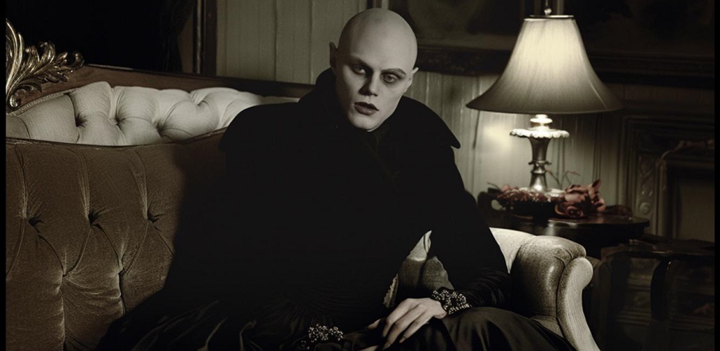 Bill Skarsgård in „Nosferatu - Der Untote“ von Robert Eggers (2024) | Bild aus „Bill Skarsgård’s Nosferatu is set to be an intense epic“ von Adrian Halen | via horrornews.net
